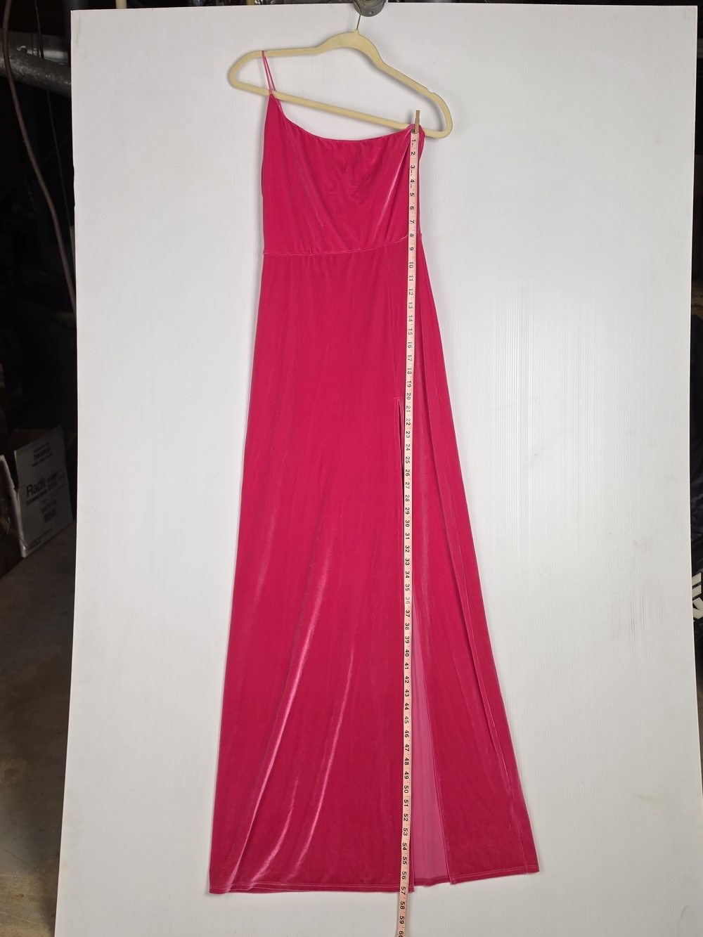 Lucy in the Sky Bright Pink Velvet One Shoulder Maxi Dress